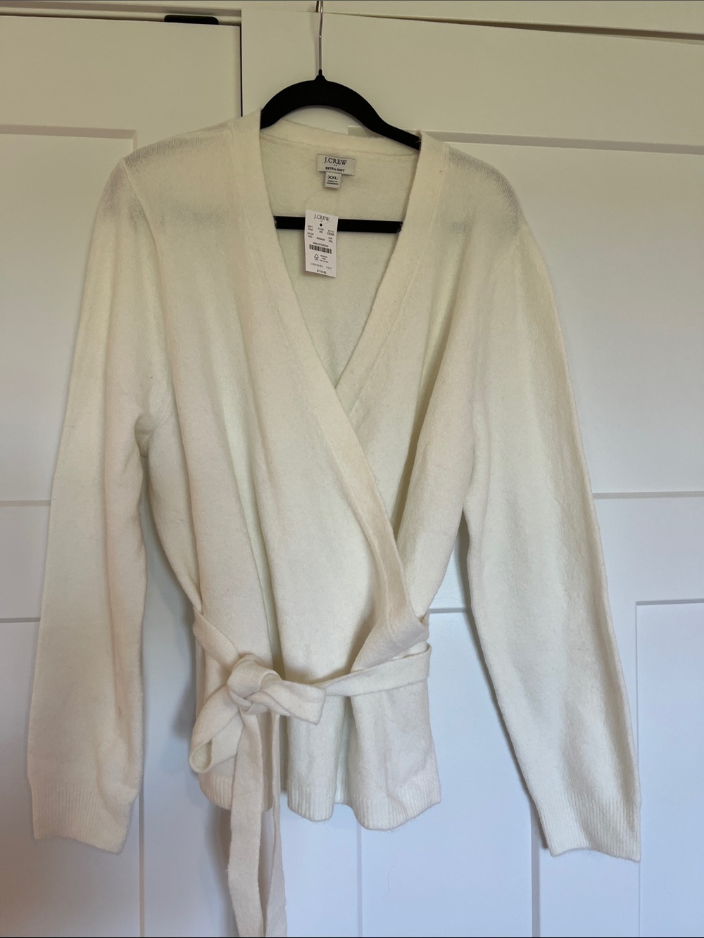 J. Crew Cream Wrap Cardigan with Tie Waist